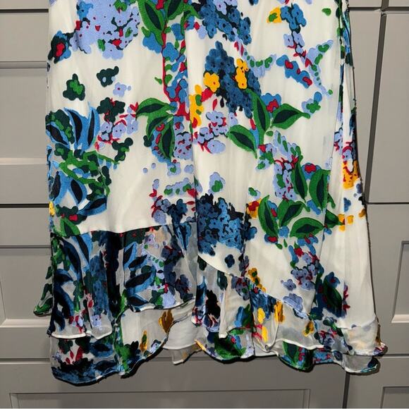 Saloni Cece Ruffle Floral Mini Dress CREAM BEGONIA 6 - Picture 9 of 12